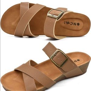 Women's Platform Sandals,Fashion Criss Cross Open Toe Beach Cork Wedge Sandals